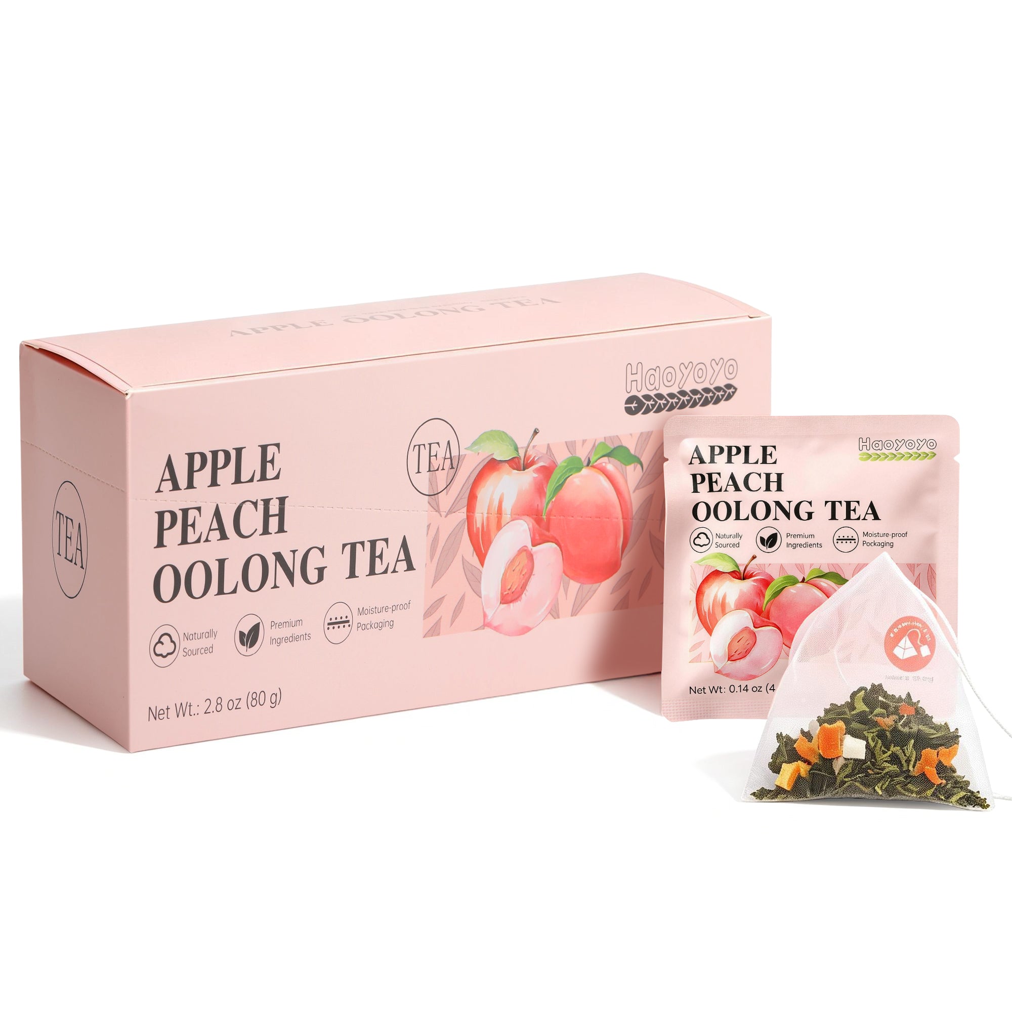 HAOYOYO Apple Peach Oolong Tea Bags – Fruity Oolong Tea, 20 Count