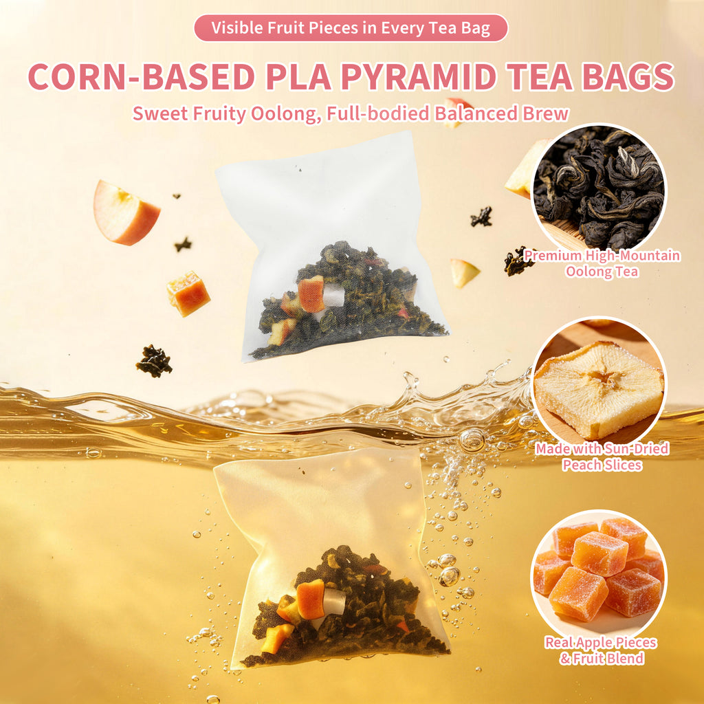 HAOYOYO Apple Peach Oolong Tea Bags – Fruity Oolong Tea, 20 Count