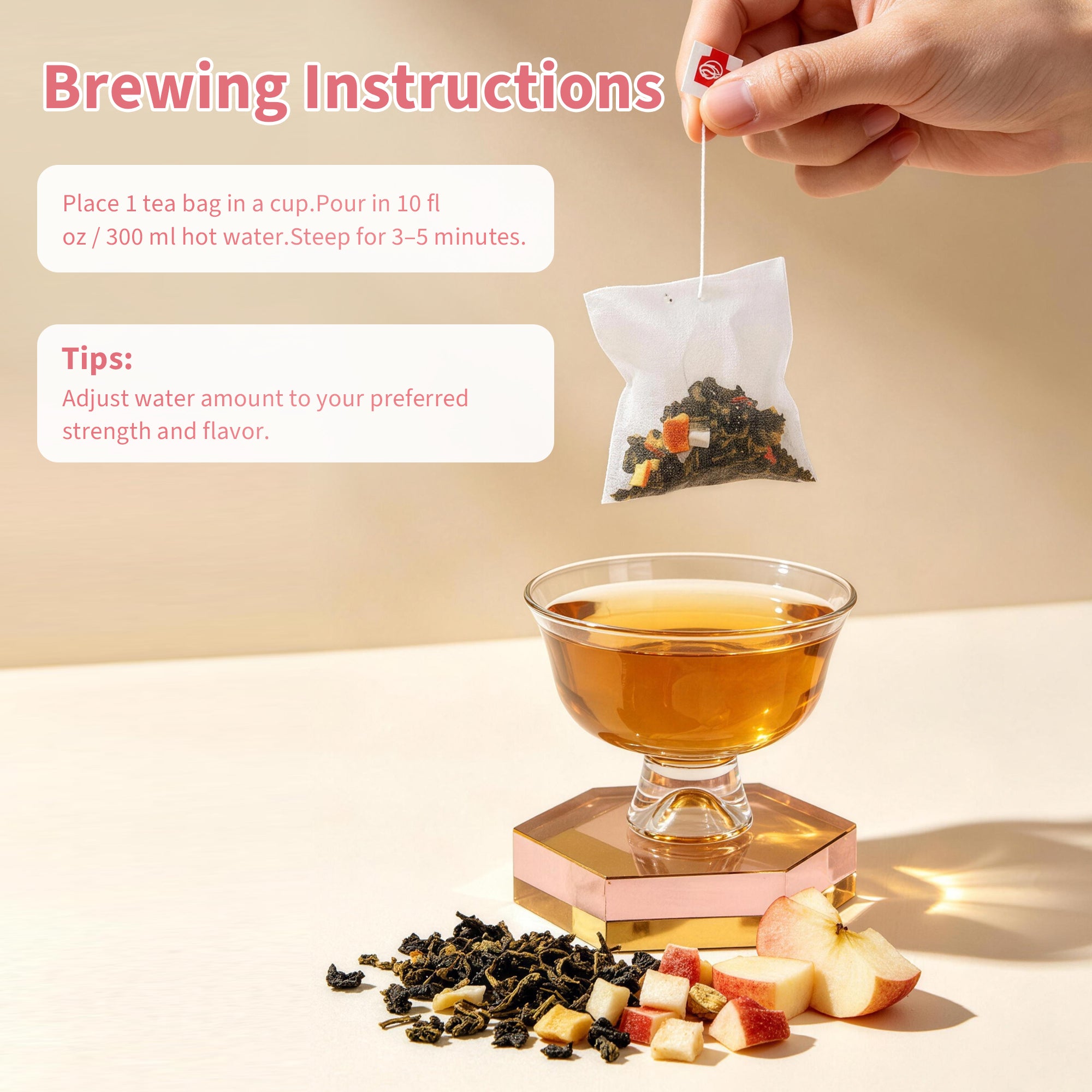 HAOYOYO Apple Peach Oolong Tea Bags – Fruity Oolong Tea, 20 Count