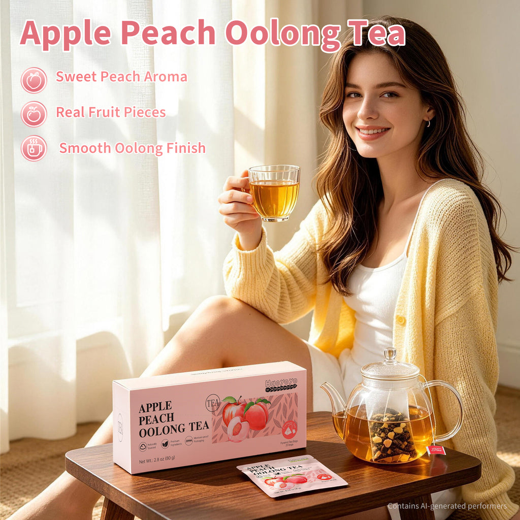 HAOYOYO Apple Peach Oolong Tea Bags – Fruity Oolong Tea, 20 Count