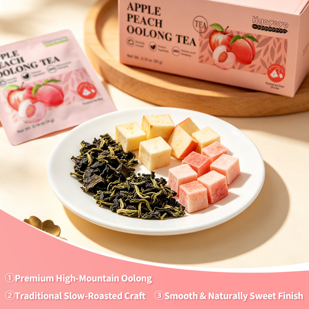 HAOYOYO Apple Peach Oolong Tea Bags – Fruity Oolong Tea, 20 Count