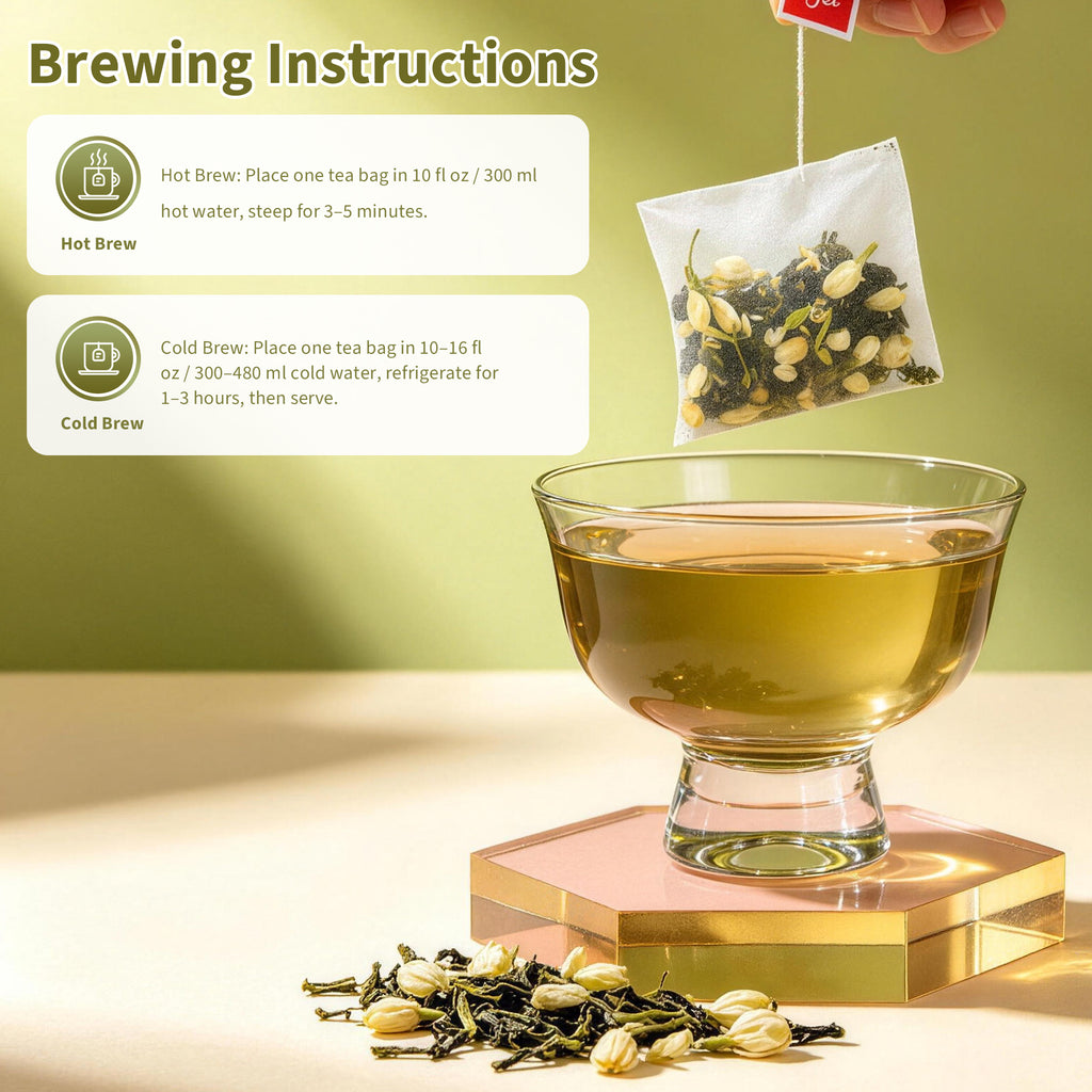 HAOYOYO Jasmine Green Tea Bags – Floral Scented Green Tea, 20 Count