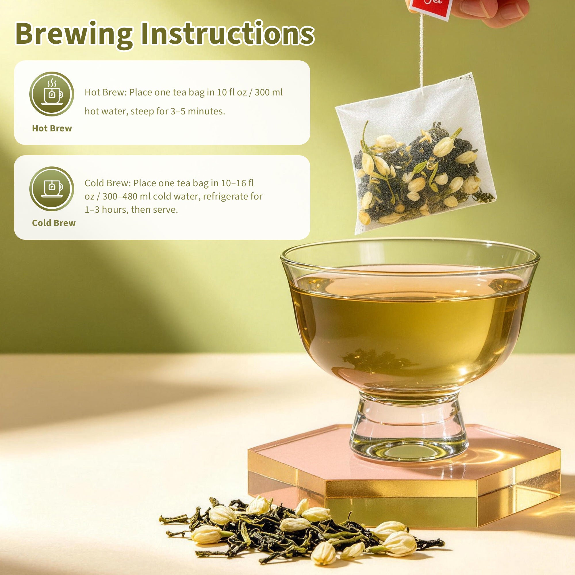 HAOYOYO Jasmine Green Tea Bags – Floral Scented Green Tea, 20 Count