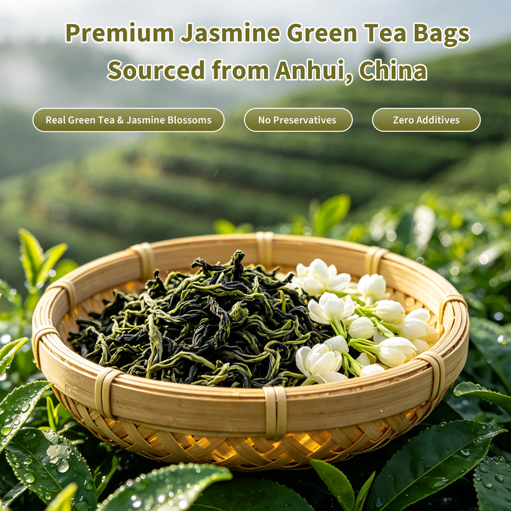 HAOYOYO Jasmine Green Tea Bags – Floral Scented Green Tea, 20 Count
